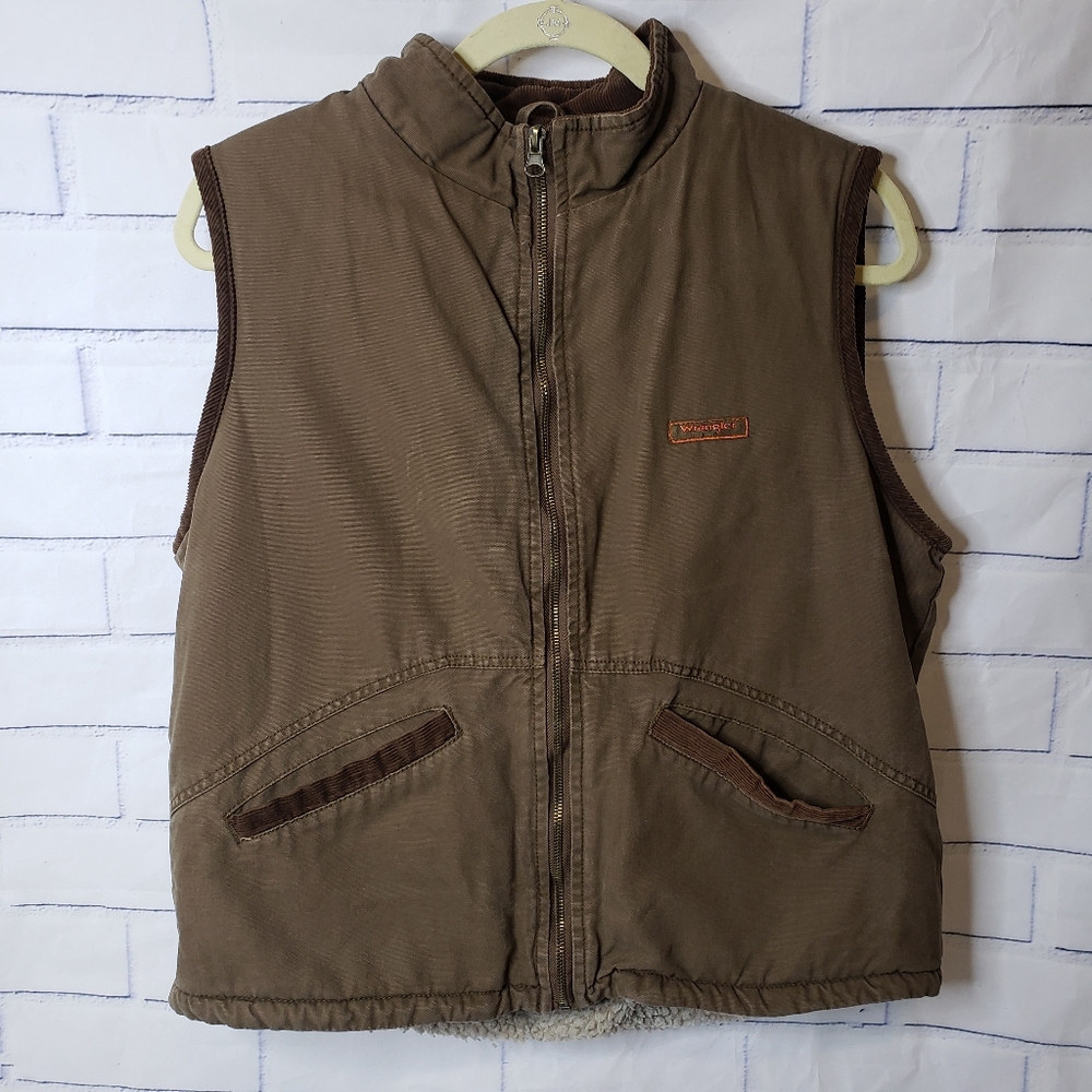 Vintage wrangler hero sherpa lined canvas vest